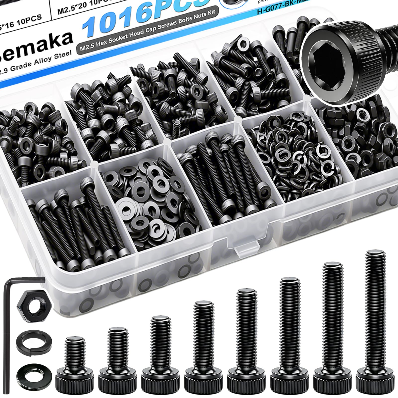 1287Pcs Nuts and Bolts Assortment Kit, 304 Stainless Steel Bolts Machine Screws Hardware Assortment Kit, Metric & SAE Phillips Pan Head Screws, Assorted Bolts, Nuts and Washers Kit — Amazon image 28