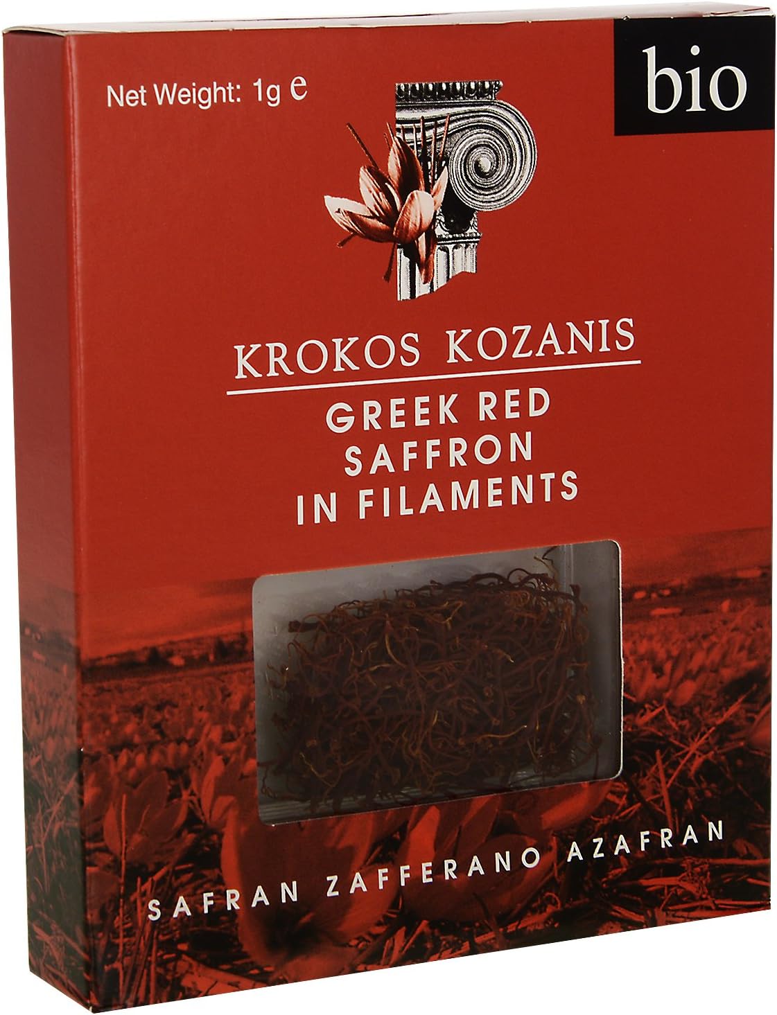 Krokos Kozanis Organic Greek PDO Saffron Filaments, 1g