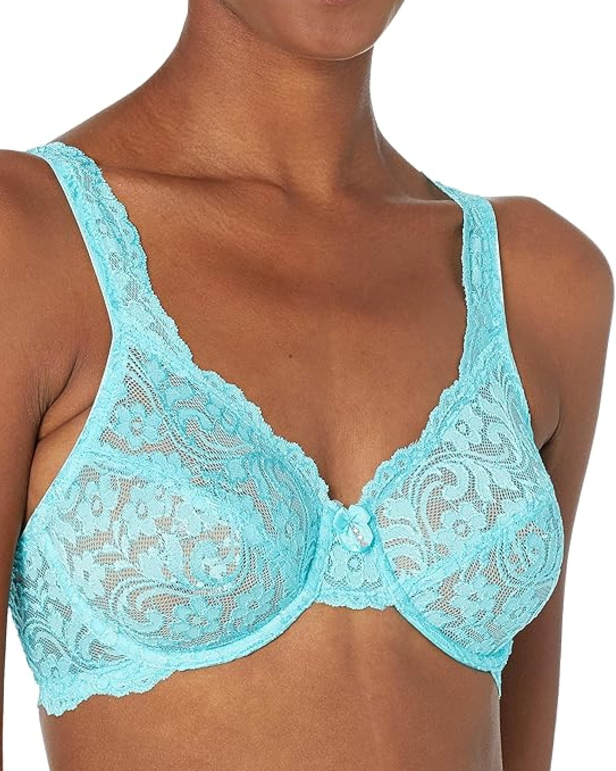 Smart & Sexy Women's Signature Lace Unlined Underwire Bra Full Coverage, Opaque, Blue Radiance, 32C