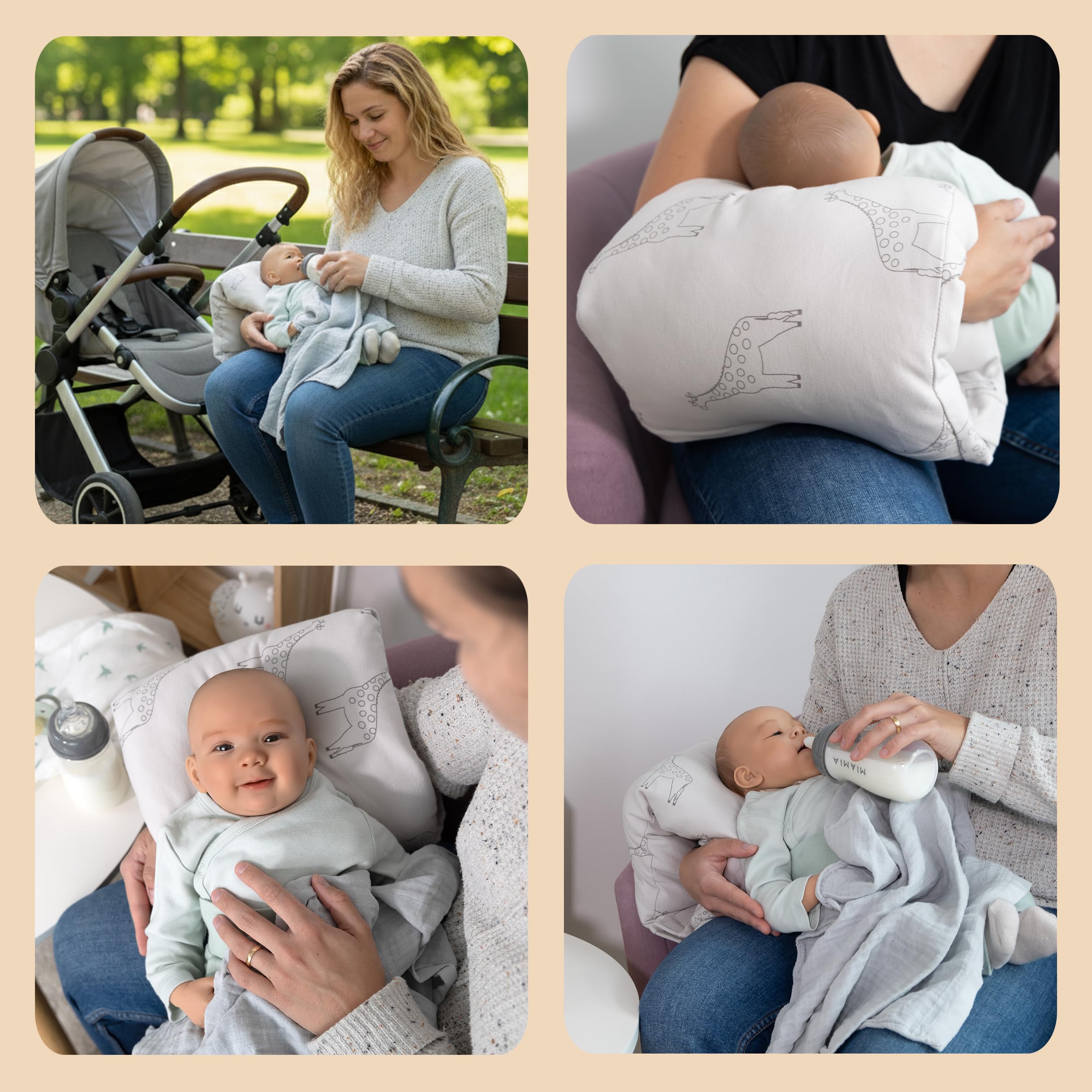 LaLoona Mini Coussin Allaitement de Voyage – Petit Oreiller de Soutien pour Le Bras, Doux & Confortable – Idéal pour Allaiter & Donner Le Biberon – Certifié Oeko-Tex, Beige