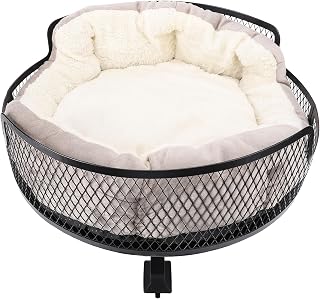 GLOGLOW Cat Bed, Furniture Cat Bed Table Hammock Stainless Steel Circular 15.75in Diameter Damp Proof Pet Mat with 360 Rotation Adjustable Height for Home Office Indoor Desk
