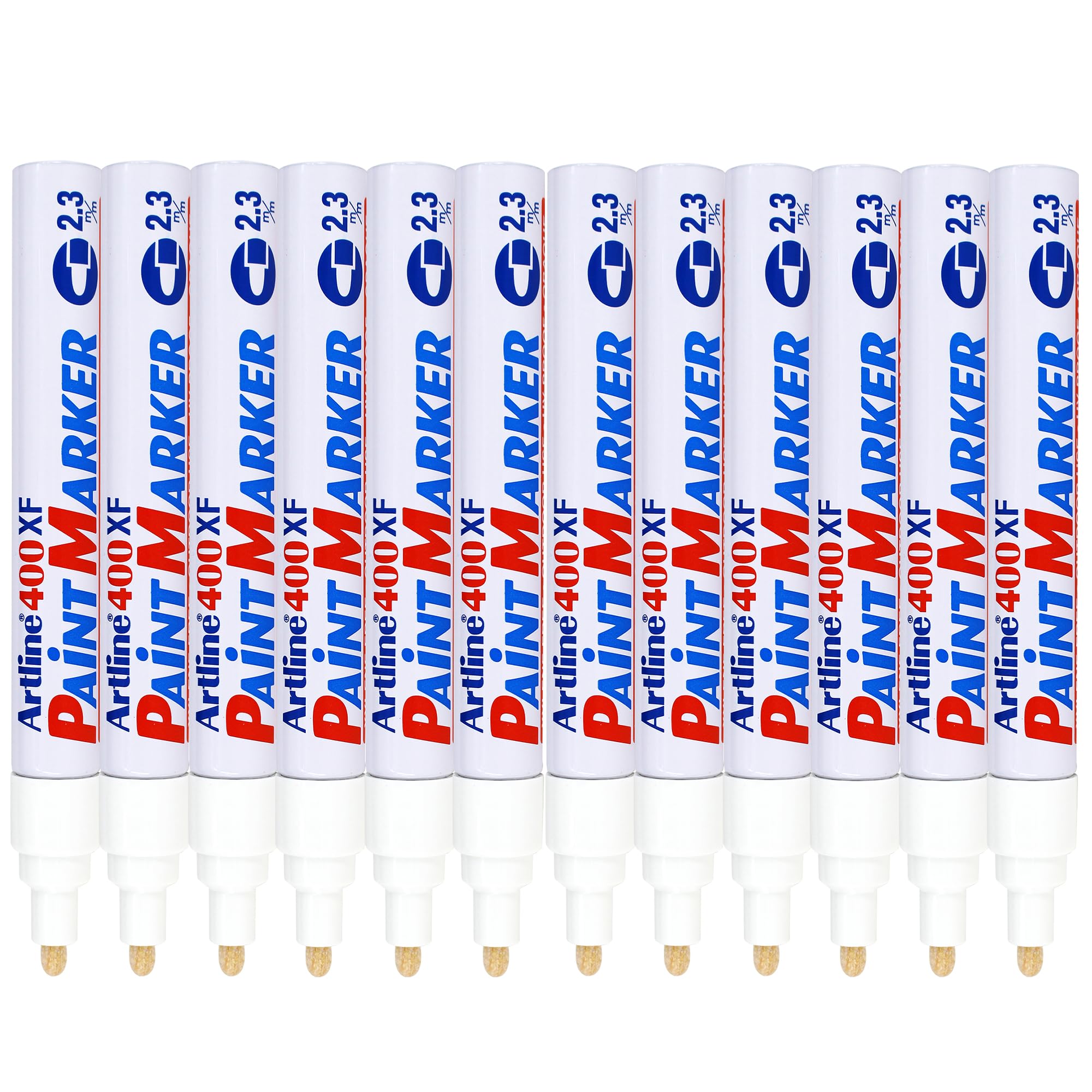 Artline400 Paint Markers for Outdoor or Industrial Use Bullet Tip 2.3mm Line White Ref A400 [Pack of 12]