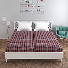 Cotton Double Mattress Cover with Zip - Set of 2 (Neon Lines, 72x36x5 inches)