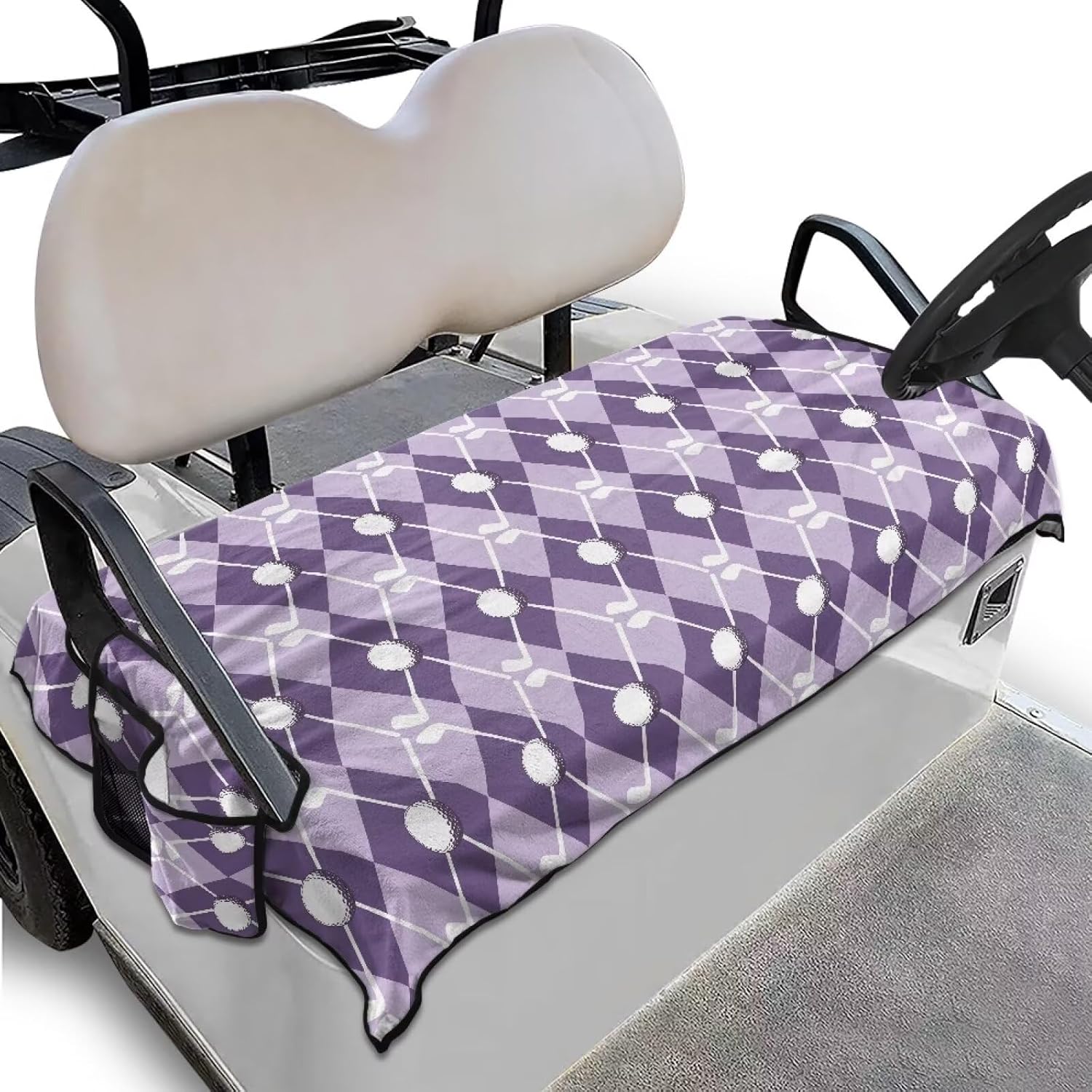 Suobstales Golf Cart Seat Covers with Pocket, Universal Club Car Seat Covers Towel Blanket for More 2 Person Seats Golf Carts