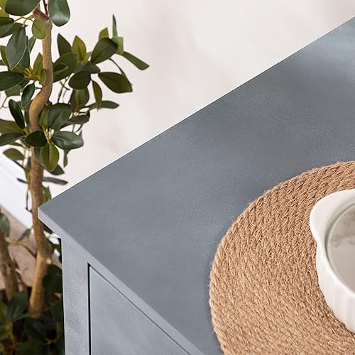 Miniatura 9 de HOMCOM Aparador contemporáneo con cajones de almacenamiento estantes ajustables y encimera muebles de sala de estar gabinete de almacenamiento de