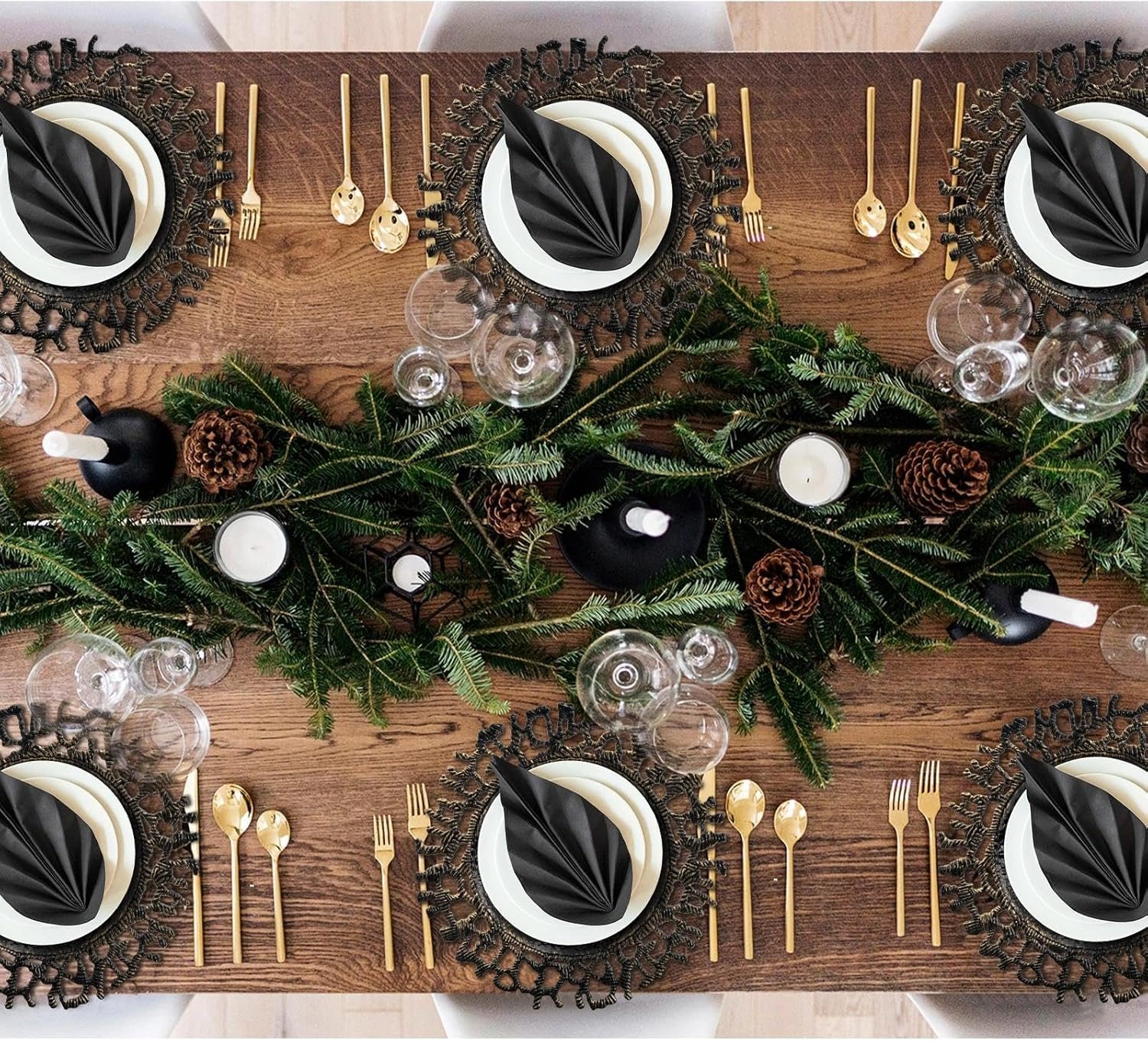MAONAME 13" Black Charger Plates Set of 12, Round Charger for Dinner Plates, Plastic Plate Chargers, Table Chargers for Wedding, Tabletop Decor,