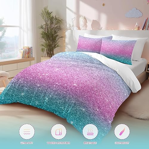 Miniatura 2 de BlessLiving - Juegos de cama con funda de colcha de rosa brillante color marmolado