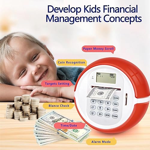 Miniatura 3 de Alcancía de cajero automático para dinero real para niños, banco de ahorro de dinero con contraseña, reconocimiento de monedas, alimentador de