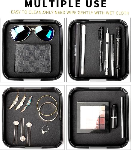 Miniatura 3 de SANZIE Organizador de cuero de lujo para escritorio, bandeja decorativa para mesa de entrada, para guardar joyas, relojes, cosméticos, llaves,