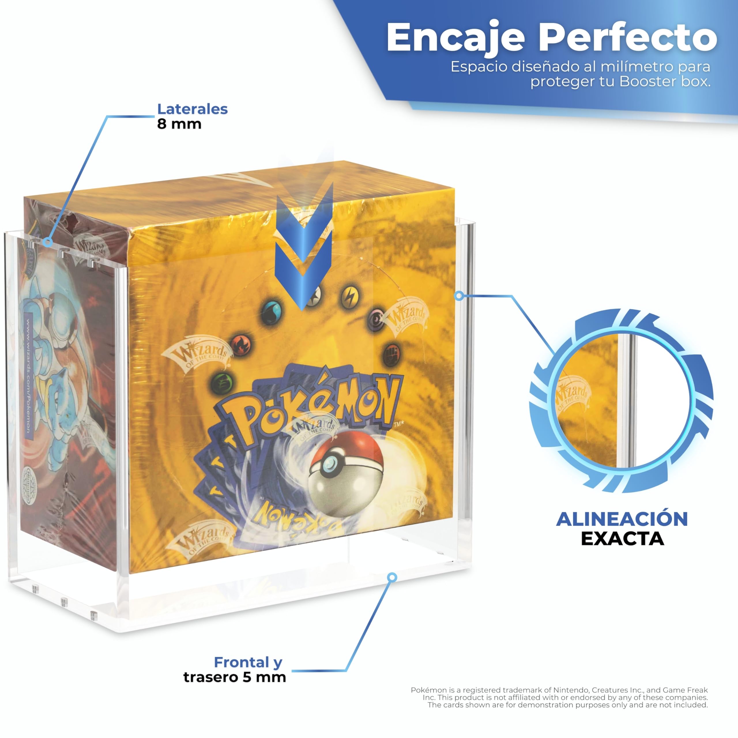 Protector Booster Box Pokémon con Imanes N52 – Caja Pokémon Acrílica con Protección UV 99% Transparente, Resistente y Apilable