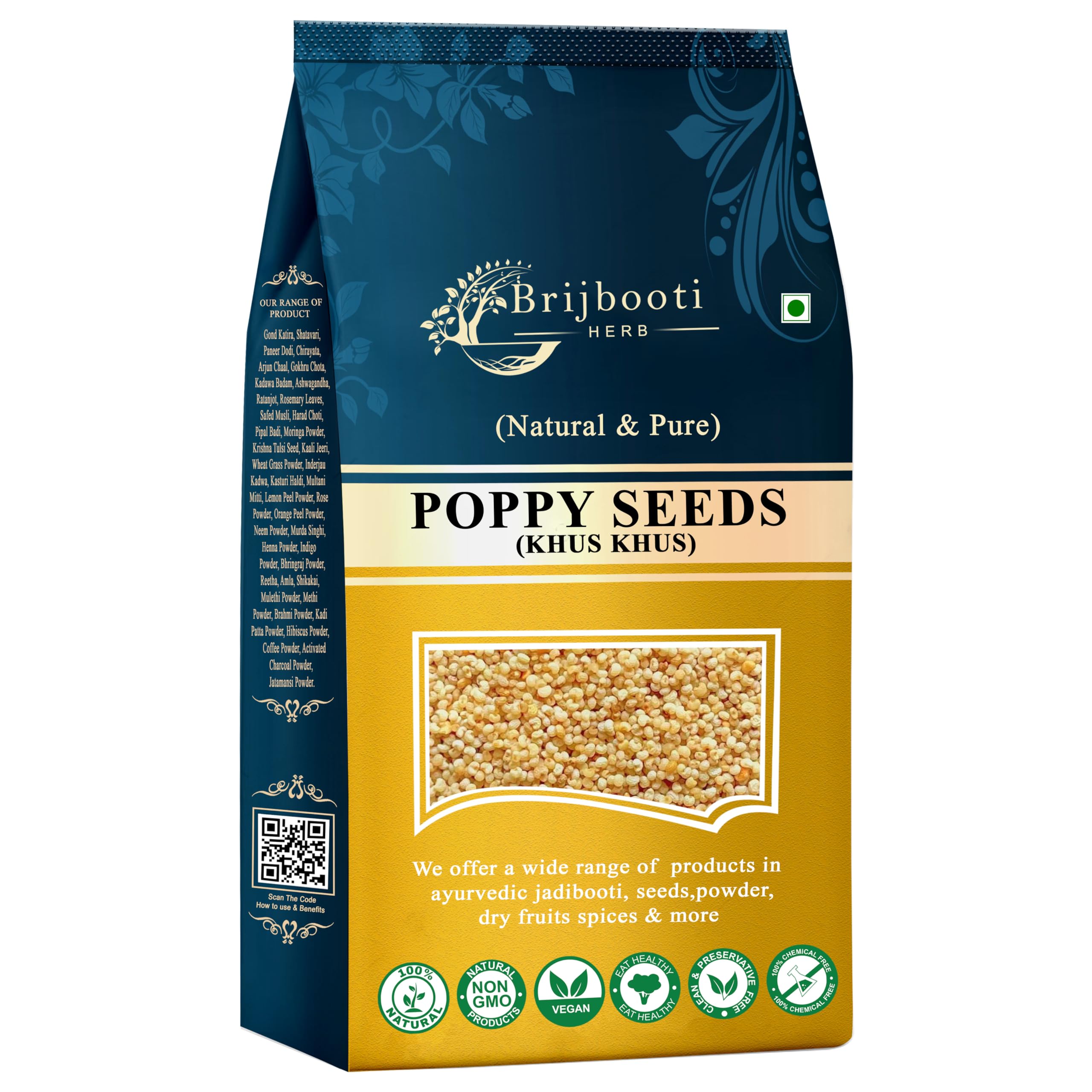 BrijBooti Poppy Seeds (400 Gr) | Khus Khus | Posta Dana For Eating | High Grade 100% Authentic Indian Khas Khas | Clean and Fresh