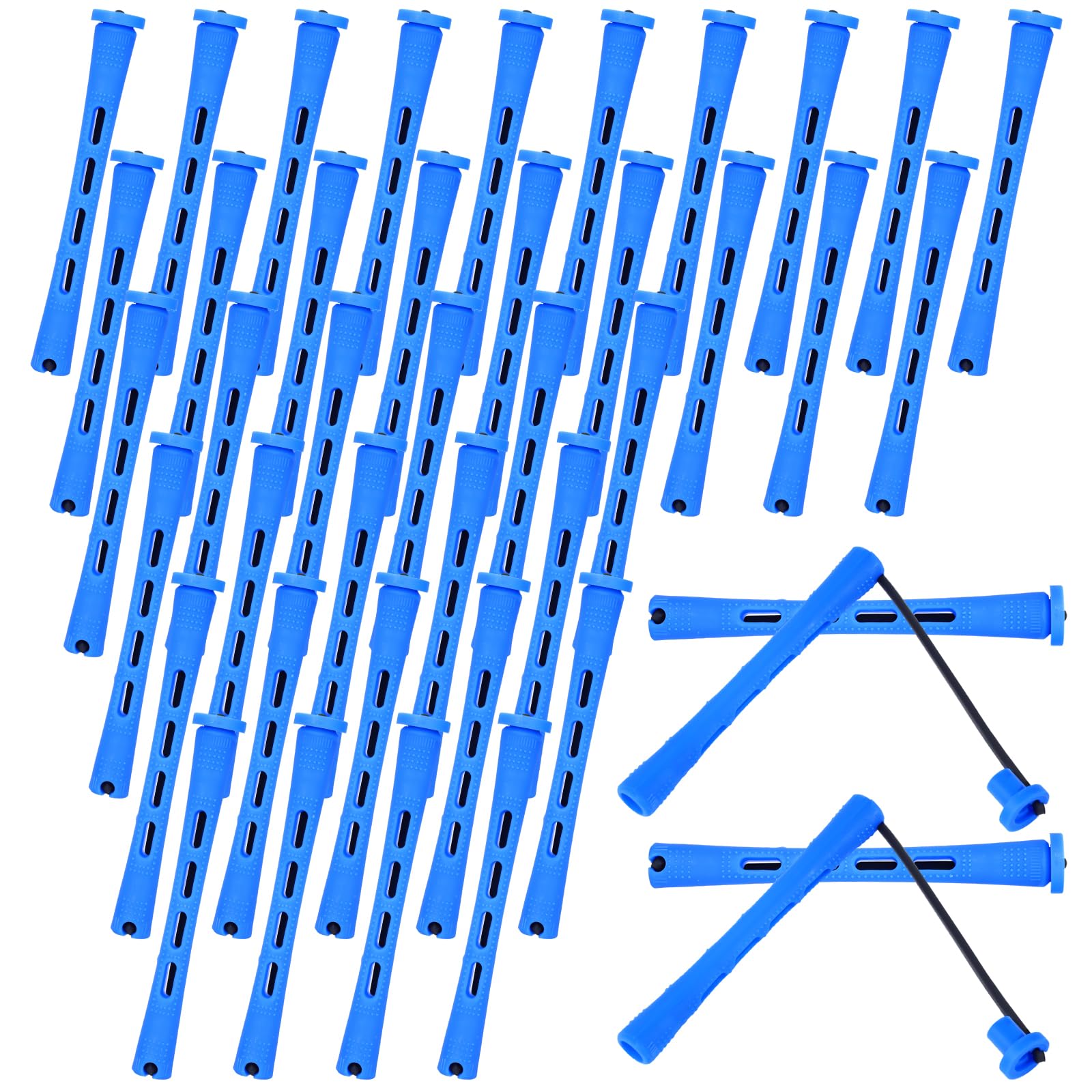 40 Pcs Perm Rods for Short Hair, Cold Wave Heatless Curling Rollers Plastic Perming Rods Medium Curling Rod Cold Wave Perm Rod Set for Long Hair Natural Waves Curls (0.35 Inches, Blue)
