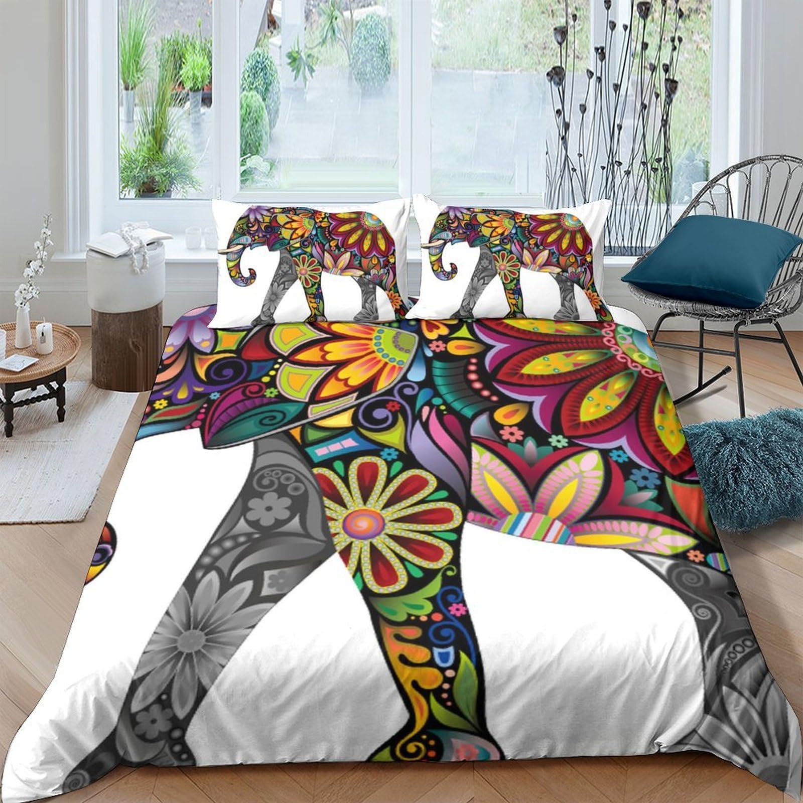 GPLZQXKJNH 3D Printed Rainbow Hearts Duvet Cover Set Microfiber Breathable Soft Bedding with 2 Pillowcases for Bedroom Apartment Single（135x200cm）