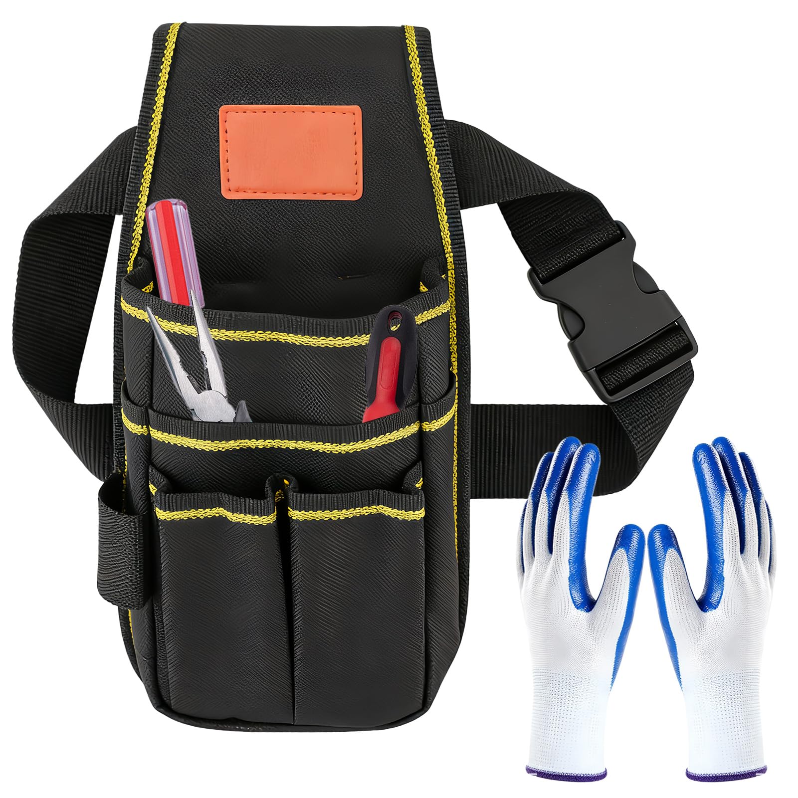 3pcs Tool Belts for Men, Tool Belt Pouches for Men Multi-Pocket with Gloves