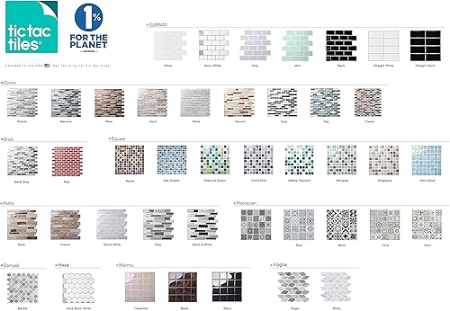 Miniatura 6 de Tic Tac Tiles Papel tapiz autoadhesivo removible para la loseta del muro de la cocina o el baño, azulejos de papel tapiz 3D en diseños de Como