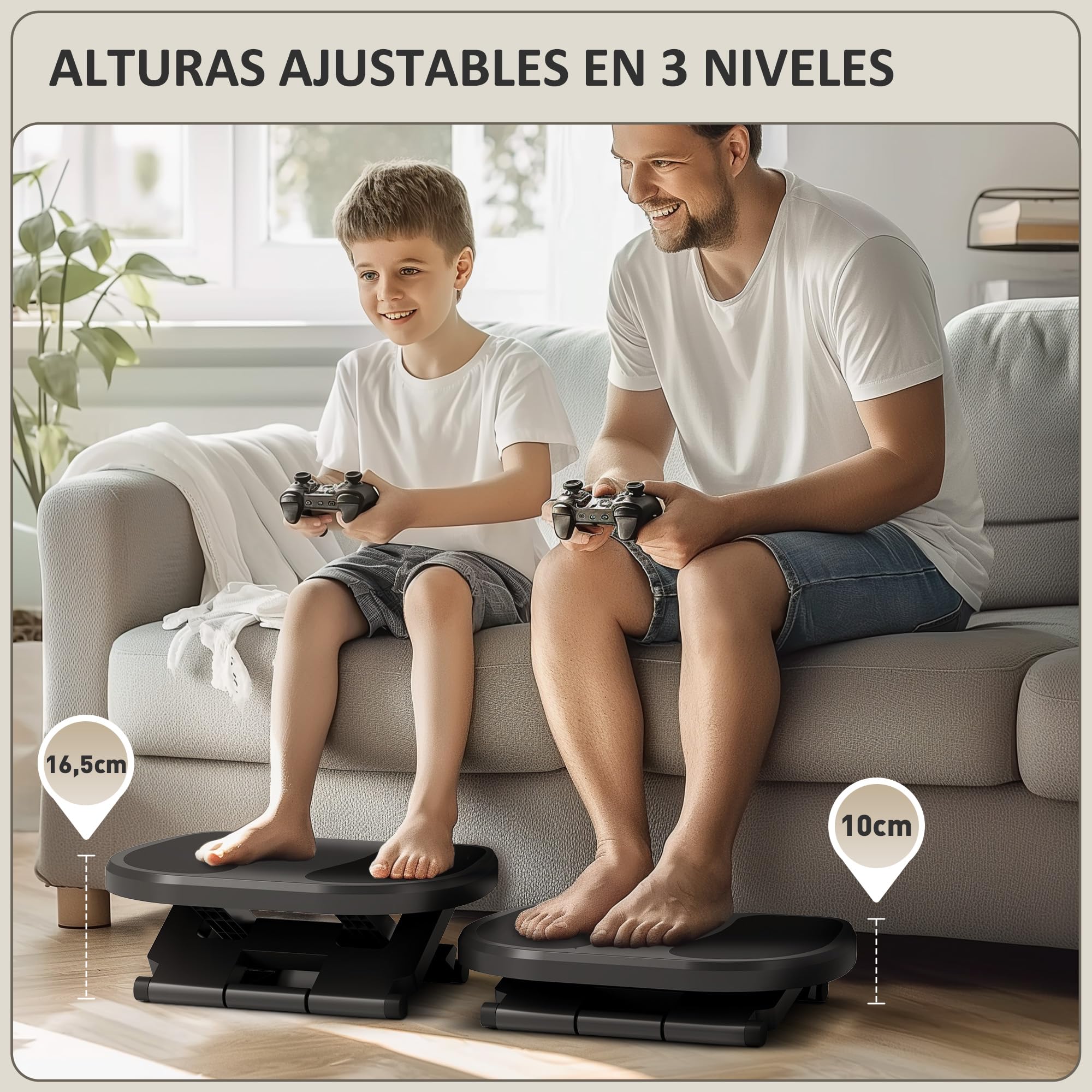 HOMCOM Reposapiés de Oficina Reposapiés con Altura y Ángulo Ajustable Reposa Pies con Superficie de Masaje y Almohadillas Antideslizantes para Estudio Hogar Gris