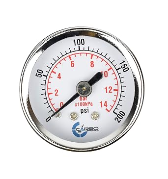 1-1/2" Pressure Gauge, Chrome Plated Steel Case, Dry, 0-200 psi/kPa, Back Mount 1/8" NPT