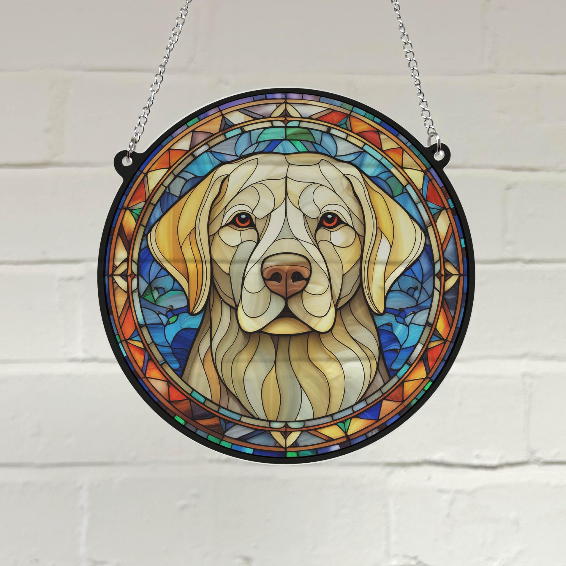Image Industry Labrador Yellow Stained Glass Effect Suncatcher - Garden Gift - Dog Gift - Pet Memorial (19cm) - Image 3