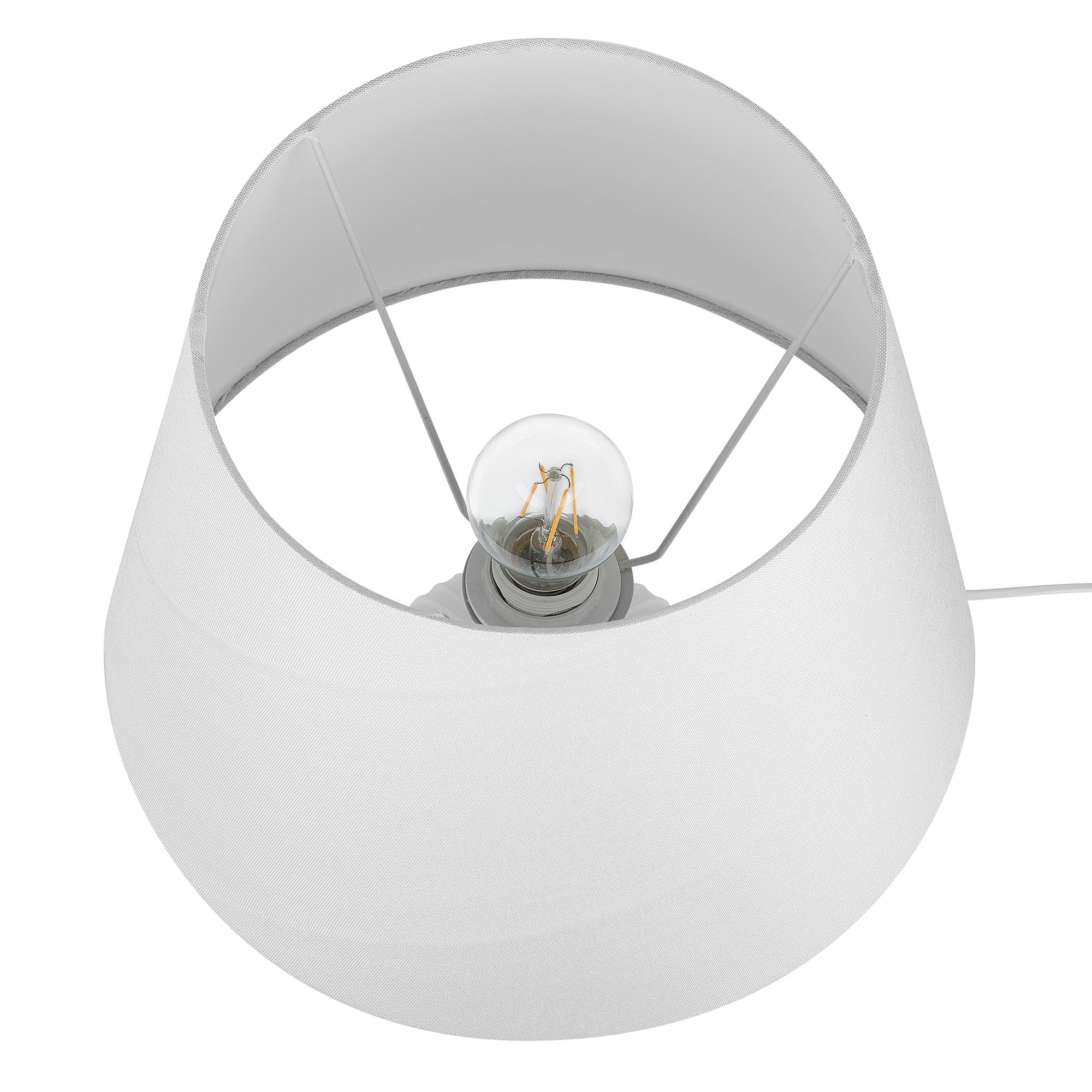 Beliani Klassische Tischlampe Lampenschirm aus Leinen keramischer Lampenfuß weiß Fergus