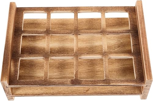 Kichvoe Soporte para bandeja de vidrio de chupito, soporte para barra de madera, soporte para vasos de vino de 12 chupitos, bandeja para servir,