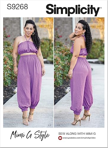 Simplicity Misses' - Paquete de brasier y pantalones de pierna ancha, código 9268, patrón de costura, tallas 6-14, color blanco