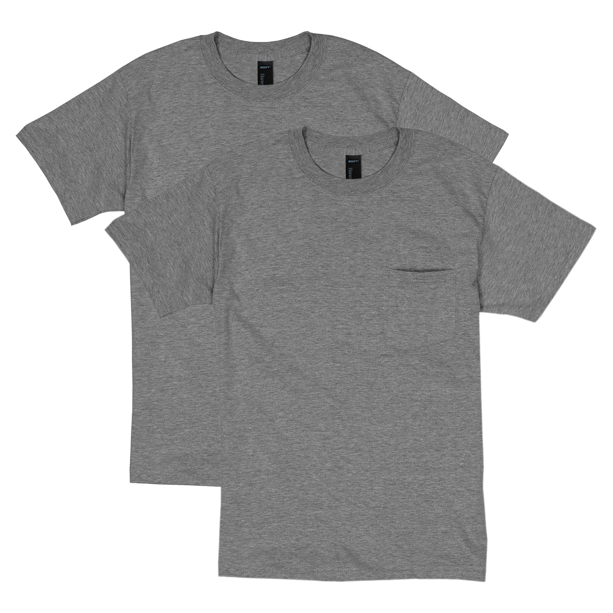 HanesMens Beefy-t Pocket, Heavyweight Cotton Pocket Tee for Men, Full-Cut T-Shirt, 1 Or 2 Pack