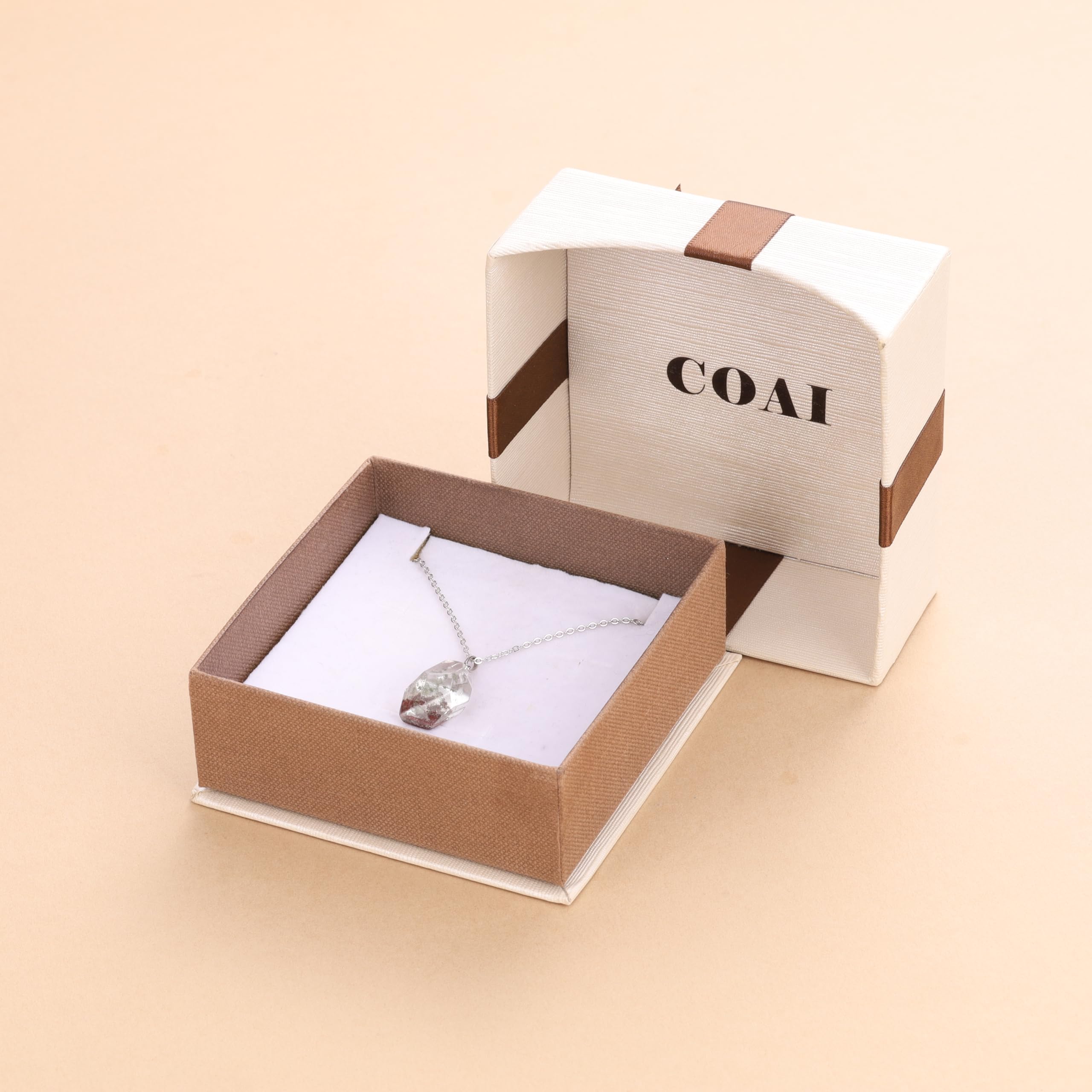 COAI Collana da Donna in Argento 925 con Ciondolo Quarzo Fantasma Pietra Grezza, Collana Pietre Naturali da Donna