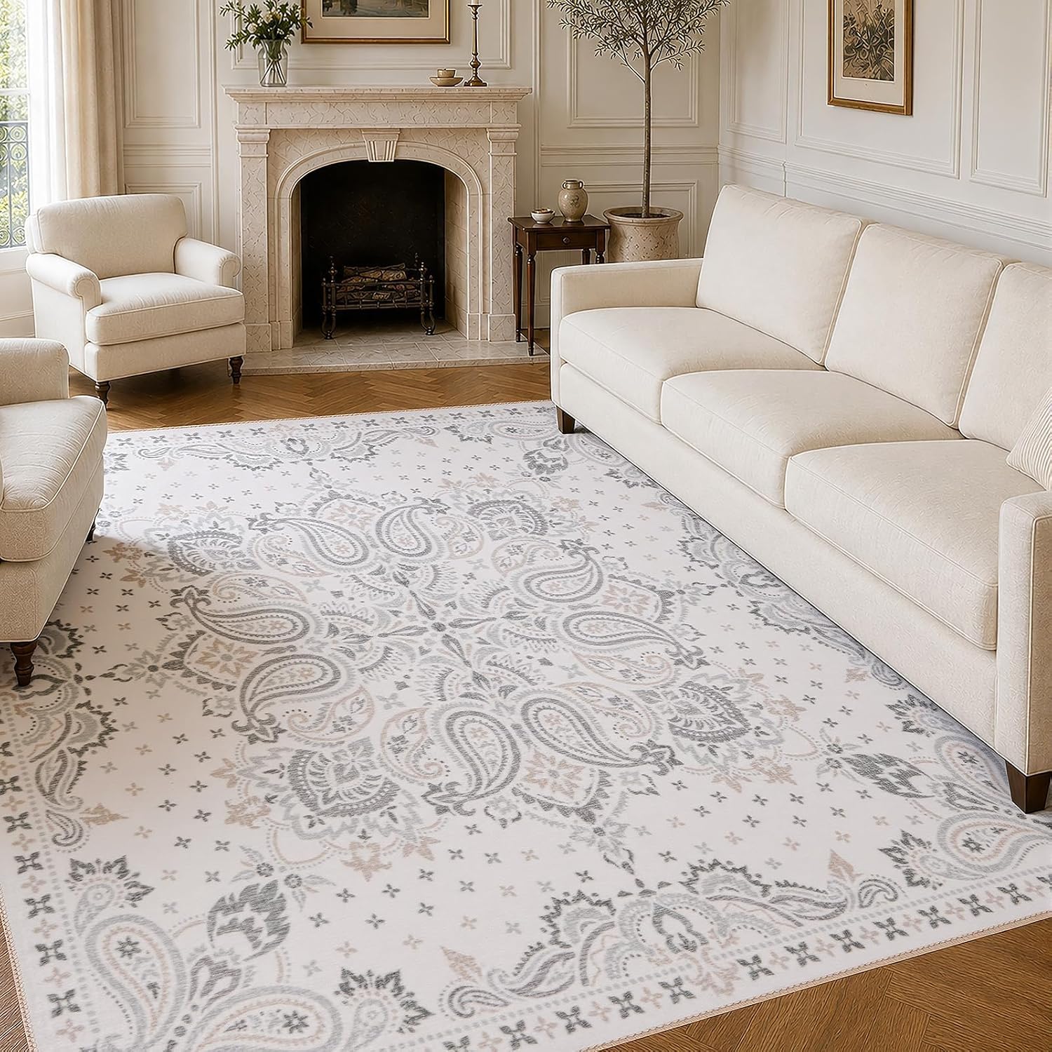 BRO Washable Living Room Rug,Large Carpet Non Slip Area Rug 200x300cm,Grey — image 1