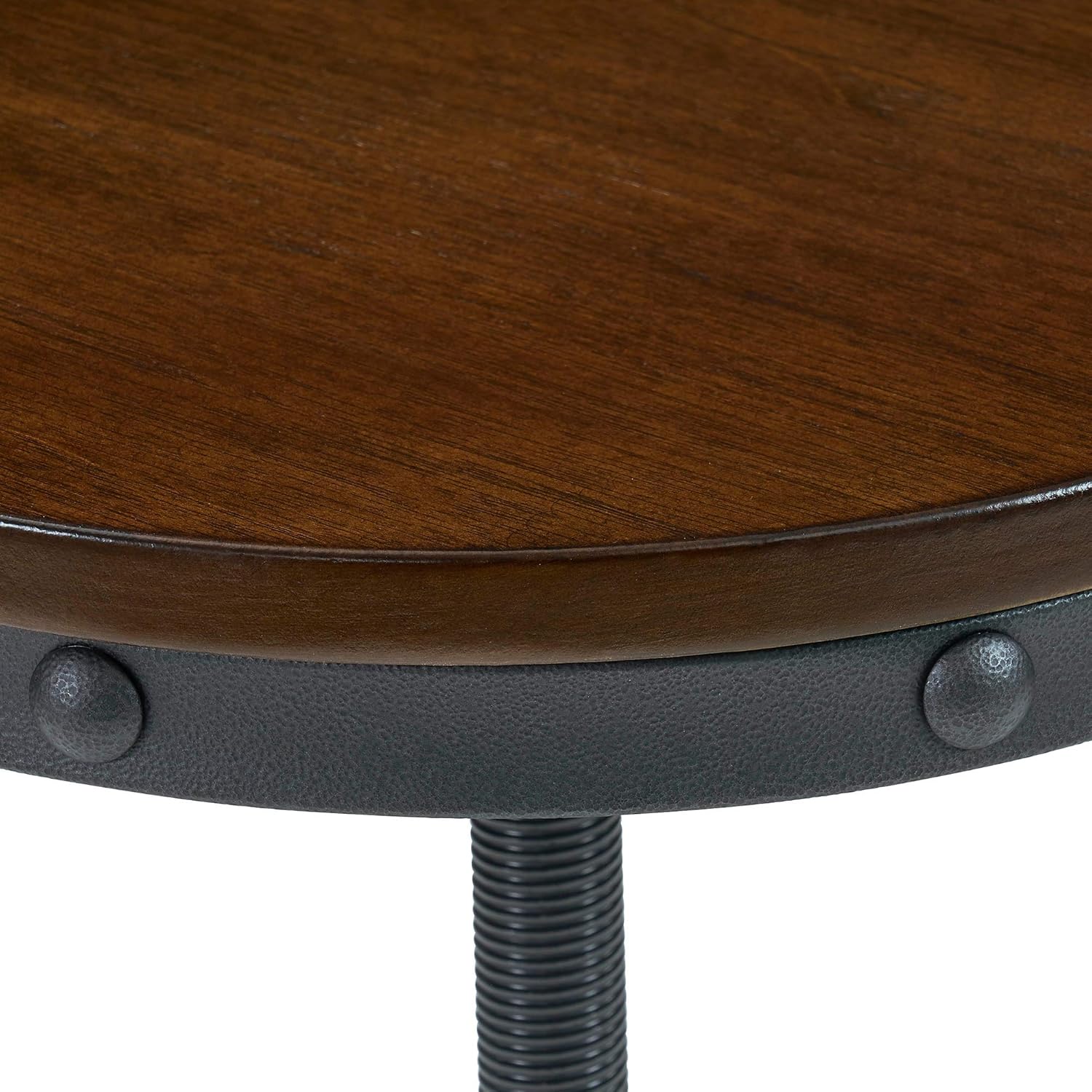 Industrial Adjustable Height Bar Stools Set of 2, 18.11-24.8 Inch Vintage Round Wood and Metal Bar Stools for Kitchen Dining Counter,Rustic Brown : Home & Kitchen