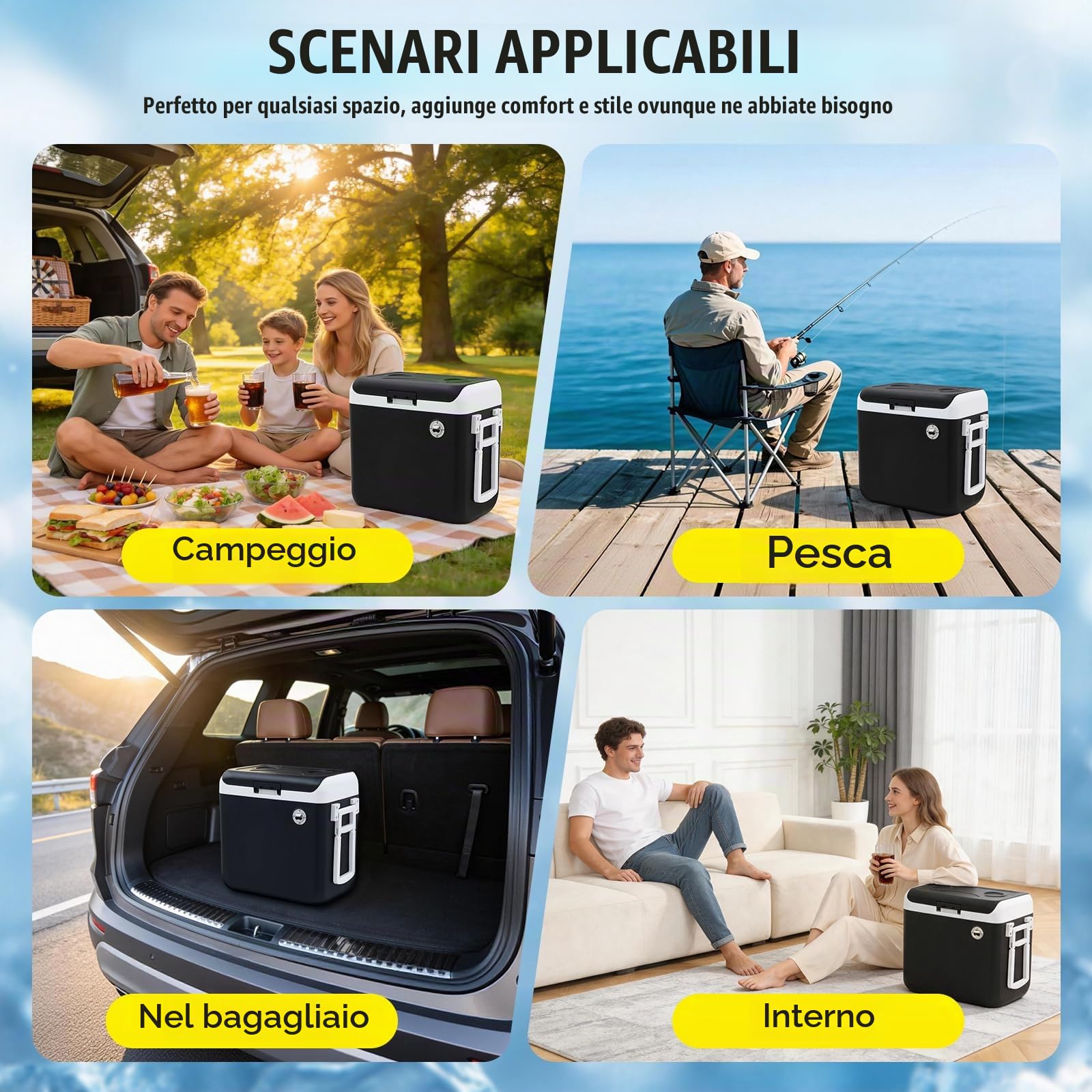 Frigorifero Portatile 40L – Mini-Frigo 12/230 V, raffredda & riscalda (fino a 65°C), Modalità ECO, per Auto, Camper e Barca