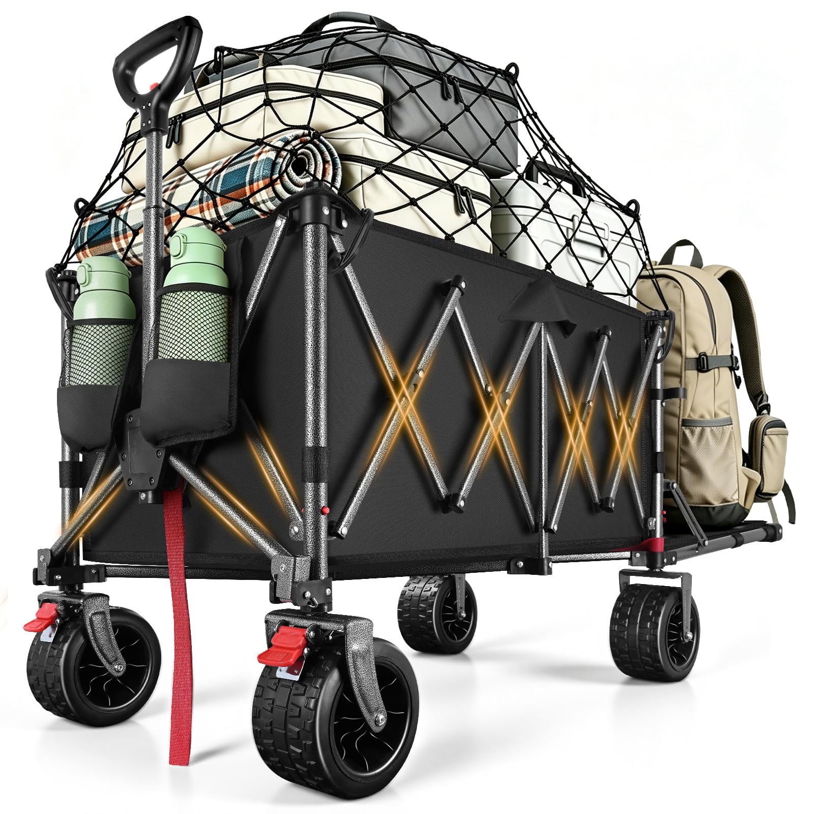 Carrello Spiaggia YEAUPE PRO XXXL con Grandi Ruote Girevoli 360°, 250kg 200-300L, Nero