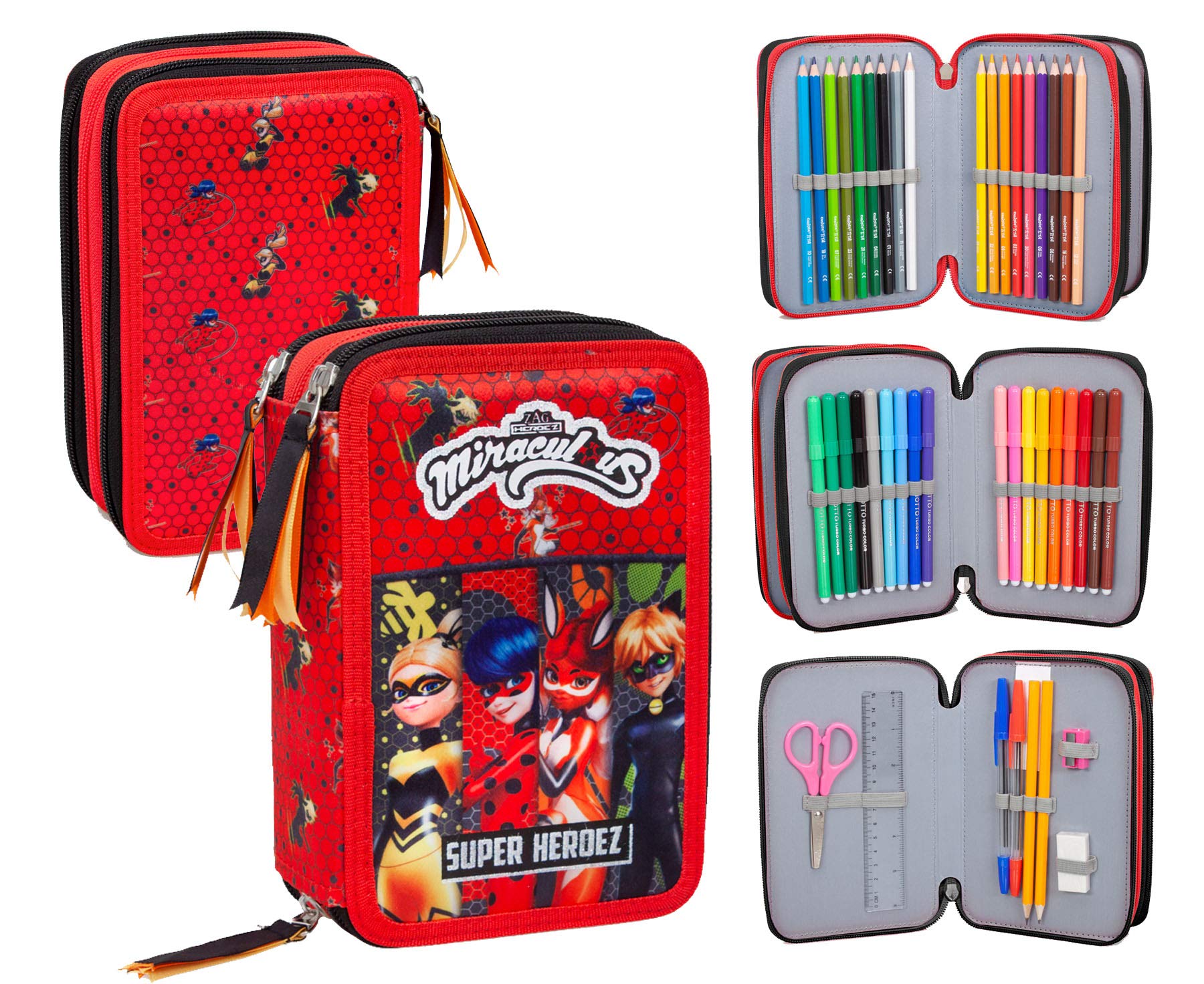 Miraculous Ladybug 14424 Triple Filled Pencil Case 44 School