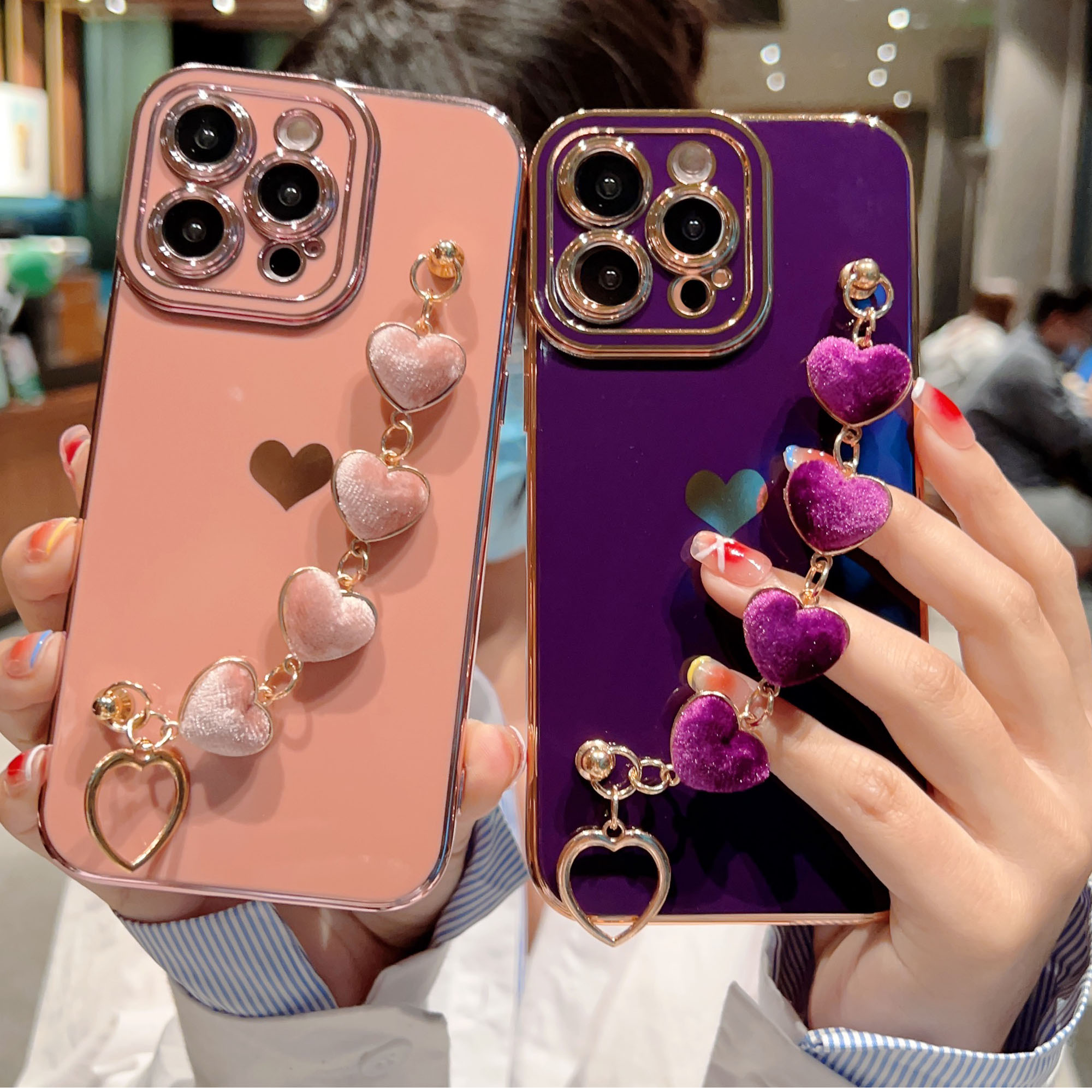VANIPUFF for iPhone 14 PRO MAX 5g Case with Love Heart Bracelet