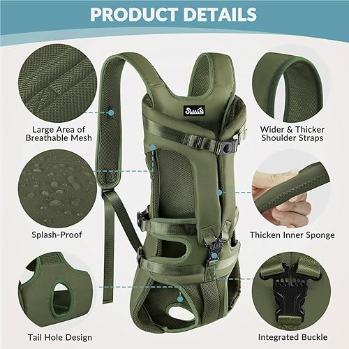 Miniatura 2 de Lukovee Mochila transportadora para perros, patas hacia afuera, de fácil ajuste, para perros pequeños y medianos, ajustable, manos libres, para