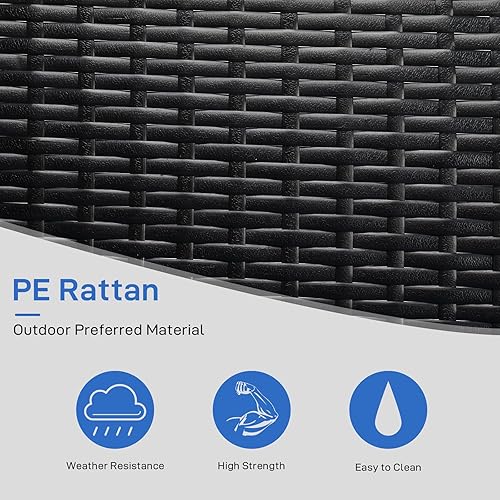 Miniatura 2 de Outvita Banco colgante para porche para 2 personas, banco de mimbre para exteriores con cojín y almohada para patio, patio, jardín, soporta hasta