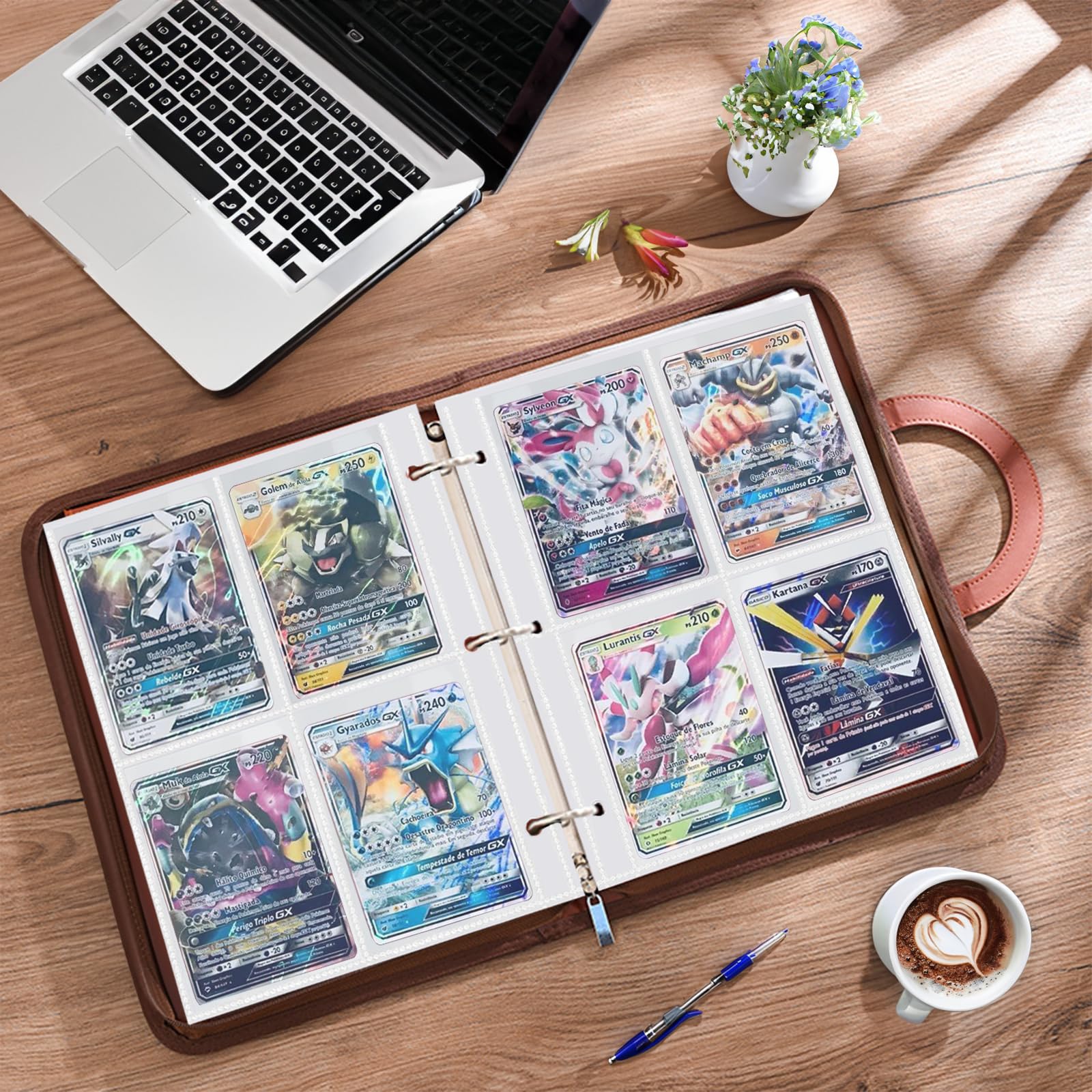 400 Pochettes Pour Cartes Pokémon - Pages Transparentes 3 Trous, 50 Feuilles Doubles, étanches Organisateur Cartes TCG