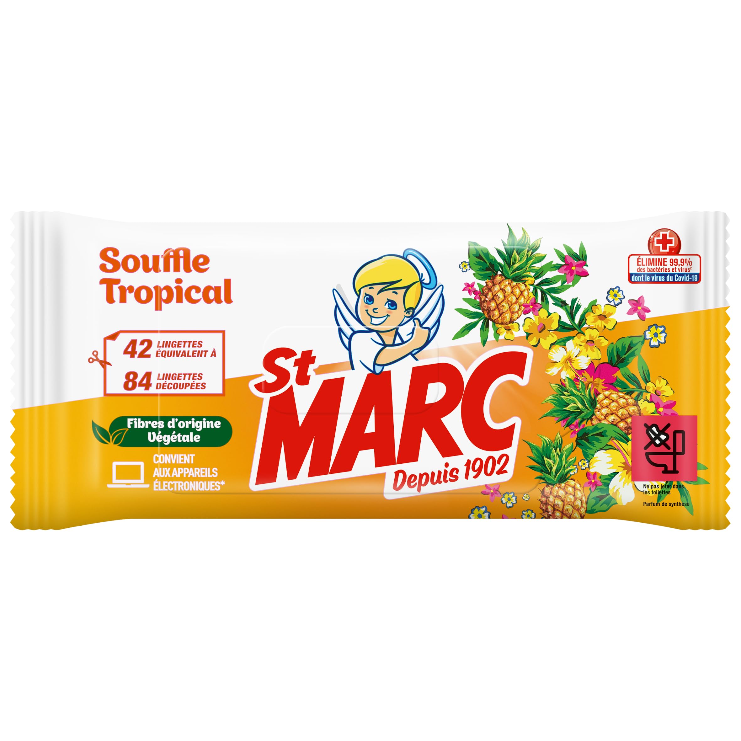 St Marc - Lot de 10 Lingettes désinfectantes x42 - Souffle Tropical