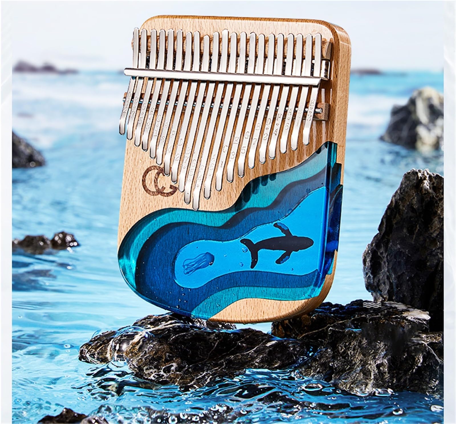 Kalimba Kalimba Z Żywicy Z Drewna Bukowego 21 Klawiszy Przenośna Łatwa W Nauce Dźwig Wielorybi(Whales)