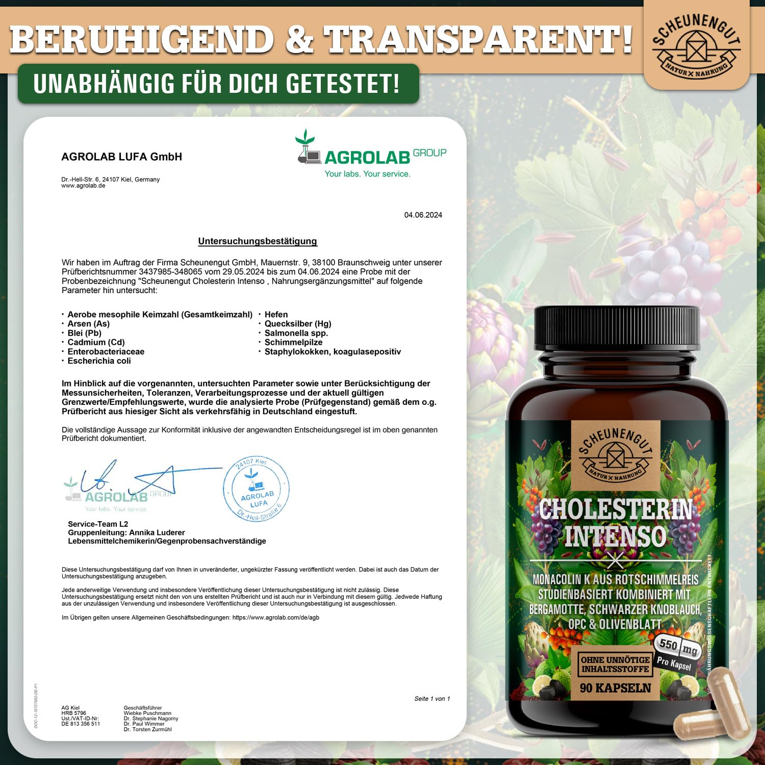 CHOLESTERIN INTENSO® Roter Reis -WICHTIG: Cholesterin Kapseln mit Monacolin K, Schwarzer Knoblauch, Bergamotte, Artischocke etc -Roter Reis Kapseln- 90Stk DE SCHEUNENGUT®