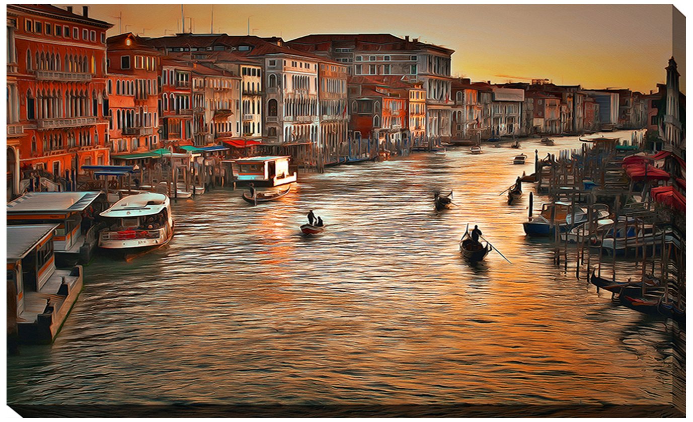Picture Perfect International Giclee Stretched Wall Art by Yuri Malkov Venice Sunset artists-canvas, 18" x 30" x 1"