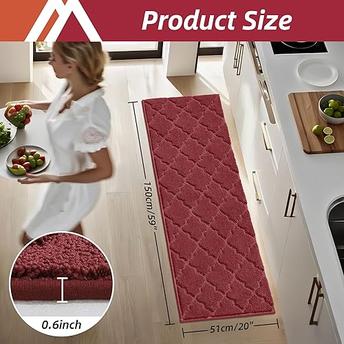 Miniatura 7 de COSY HOMEER Tapetes suaves de cocina para el frente del fregadero, alfombras súper absorbentes y tapete antideslizante de 20 x 59 pulgadas, lavable