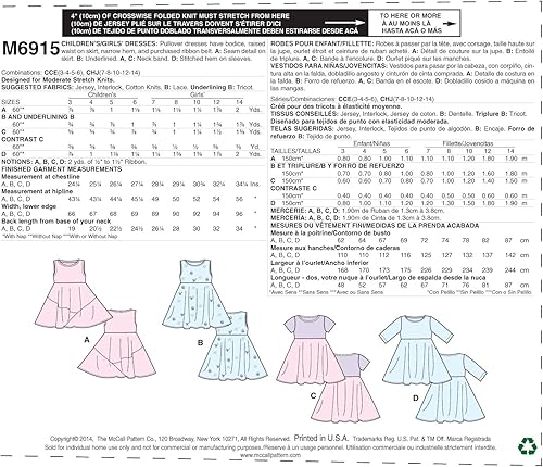 Miniatura 7 de McCall Pattern Company M6915 Vestidos para niñosniñas, talla CHJ, verde