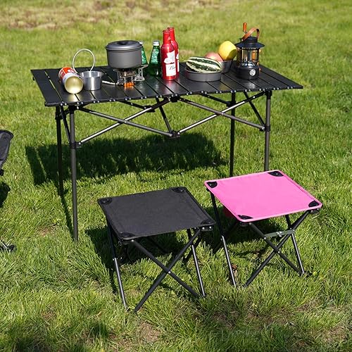 Miniatura 23 de Opliy Camping Stool, Folding Small Chair Portable Camp Stool for Camping Fishing Hiking Gardening and Beach, Camping Seat with Carry Bag (Blue-Leaf)