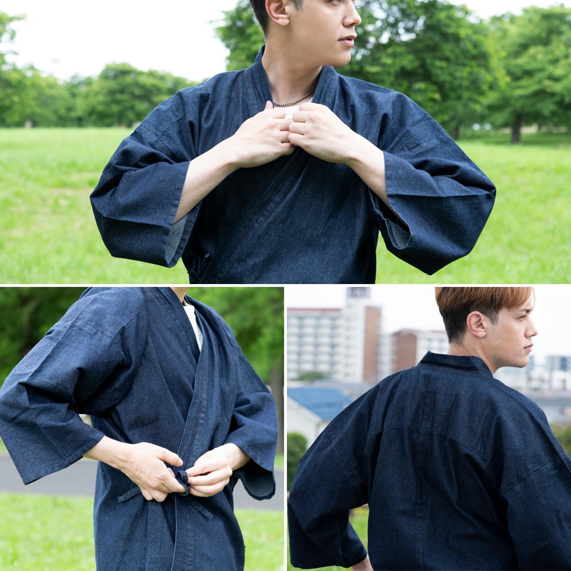 Edoten Arbeitskleidung Herren Japan Kimono Mönch Arbeitskleidung Jeansjacke Hose Kleid Mönch Kleidung