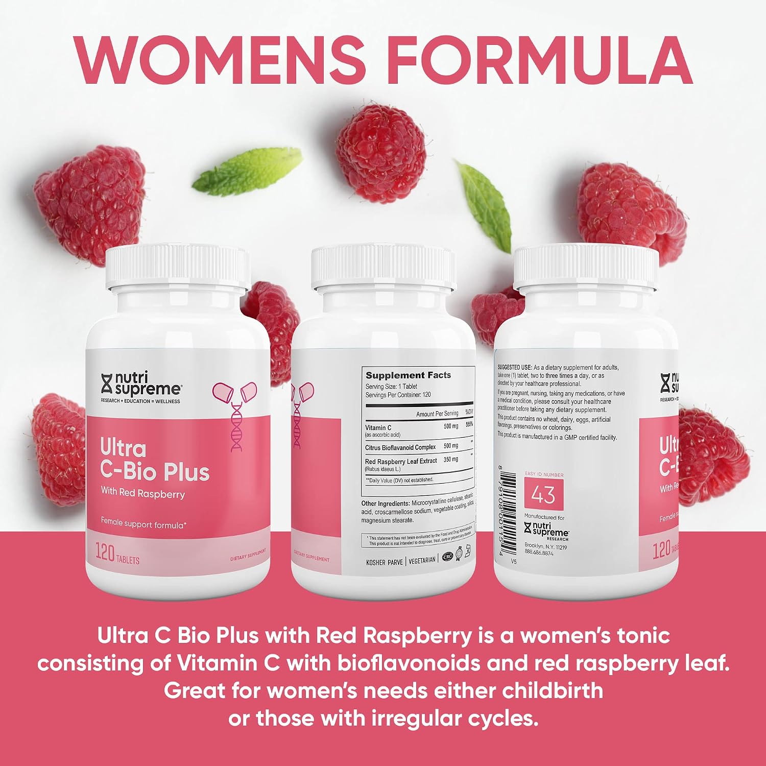 Nutri Suprme Ultra C-Bio Plus, Female Support Formula with Red Raspberry, Vitamin C, and Bioflavonoids