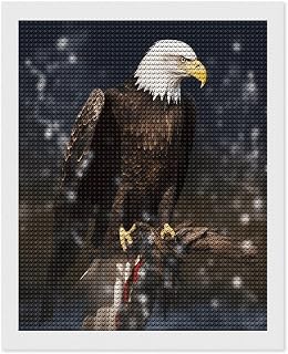 NLLZZ Bald Eagle Round Diamond Art Painting Kits for Adults | 16"x20", Full Drill Diamond Dots Paintings for Beginner , 5d Personalized Gem Crystal Art Painting, Home Wall Decor, Gift
