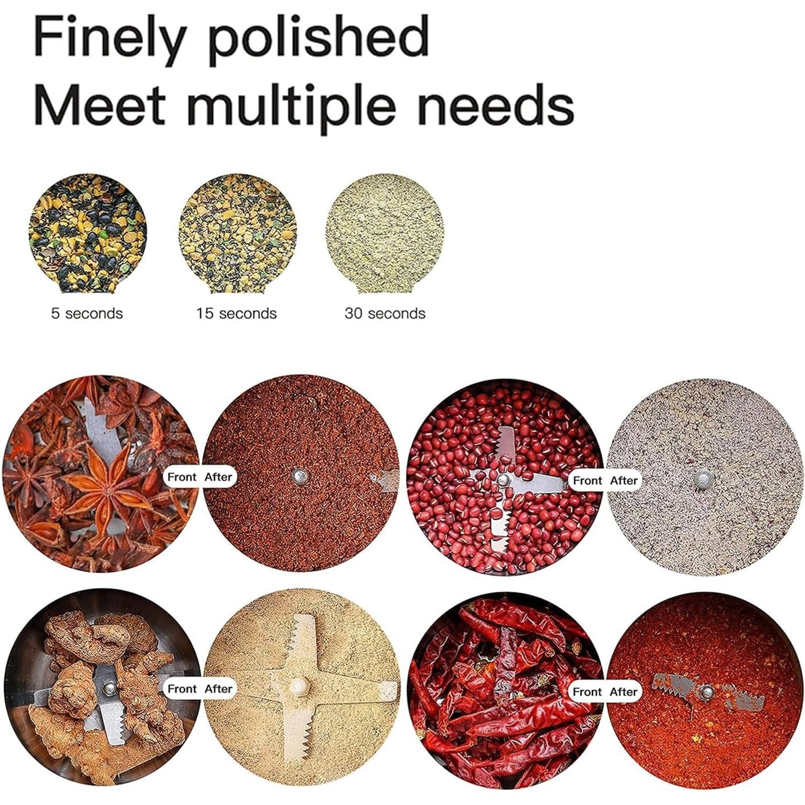 Macina spezie elettrico, mulino for macinazione domestico, frullatore for spezie da 400 W, corpo interamente in acciaio inossidabile, macchina for macinazione a secco, frantumazione ad alta velocità