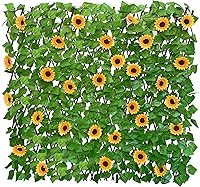 Vista 1 de Pantalla de Privacidad de Valla Expandible para Balcón Patio Exterior, Panel Decorativo de Cercado de Hiedra Artificial, Setos Artificiales