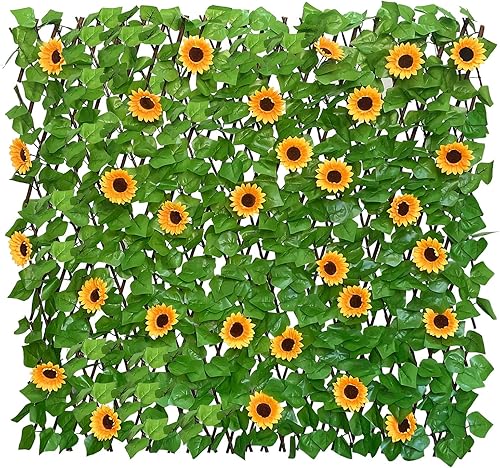 Sumery Pantalla de Privacidad de Valla Expandible para Balcón Patio Exterior, Panel Decorativo de Cercado de Hiedra Artificial, Setos Artificiales