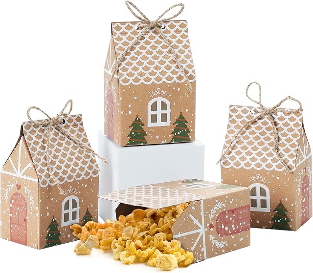 HSEAMALL Christmas Party Gift Boxes, Wedding Favour Boxes, Kraft Paper Sweets Candy Box 50-Pack